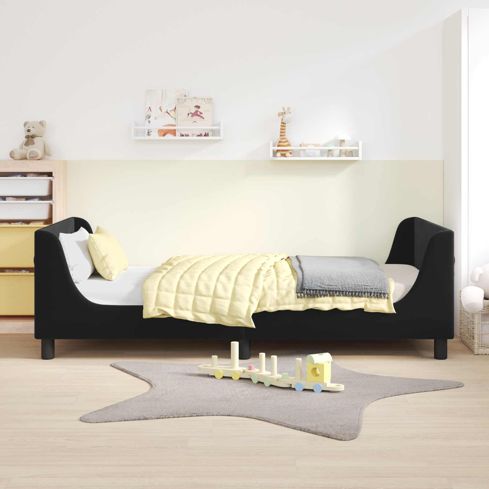 Cama para niños con cabecero Negro 90 x 200 cm Terciopelo