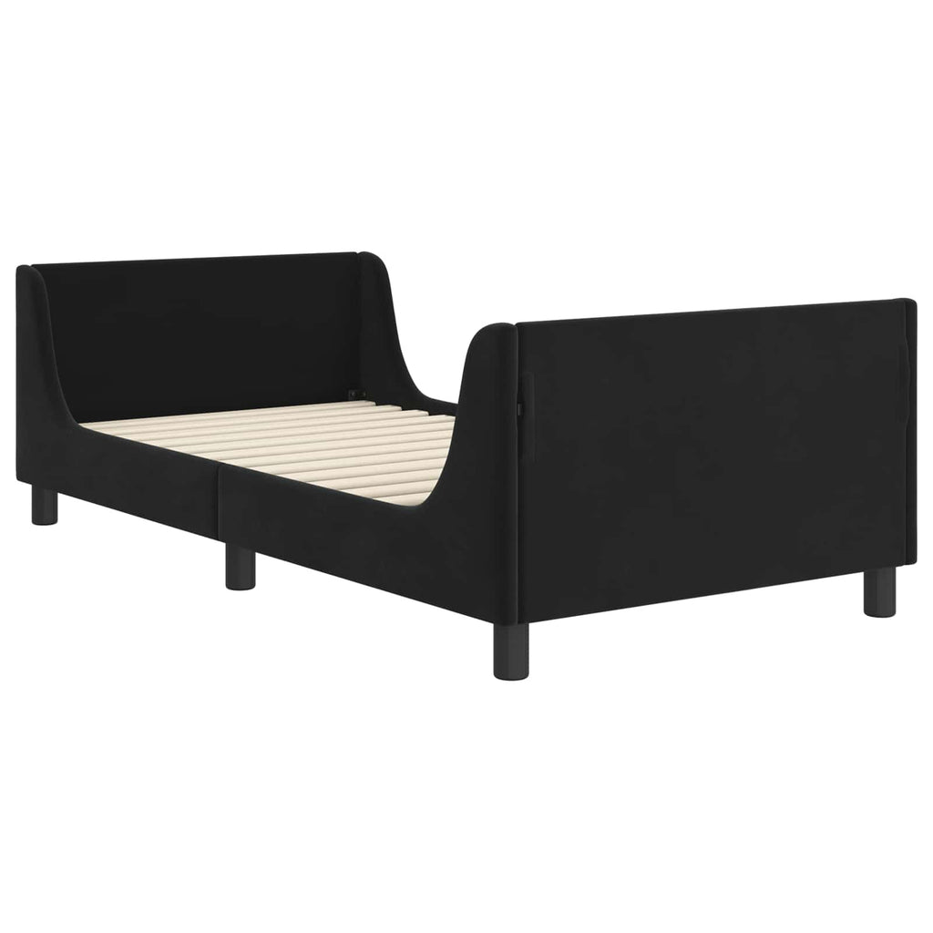Cama para niños con cabecero Negro 90 x 200 cm Terciopelo