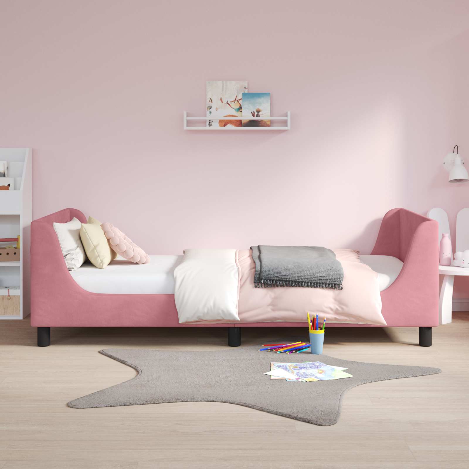 Cama para niños con cabecero Rosa 90 x 200 cm Terciopelo