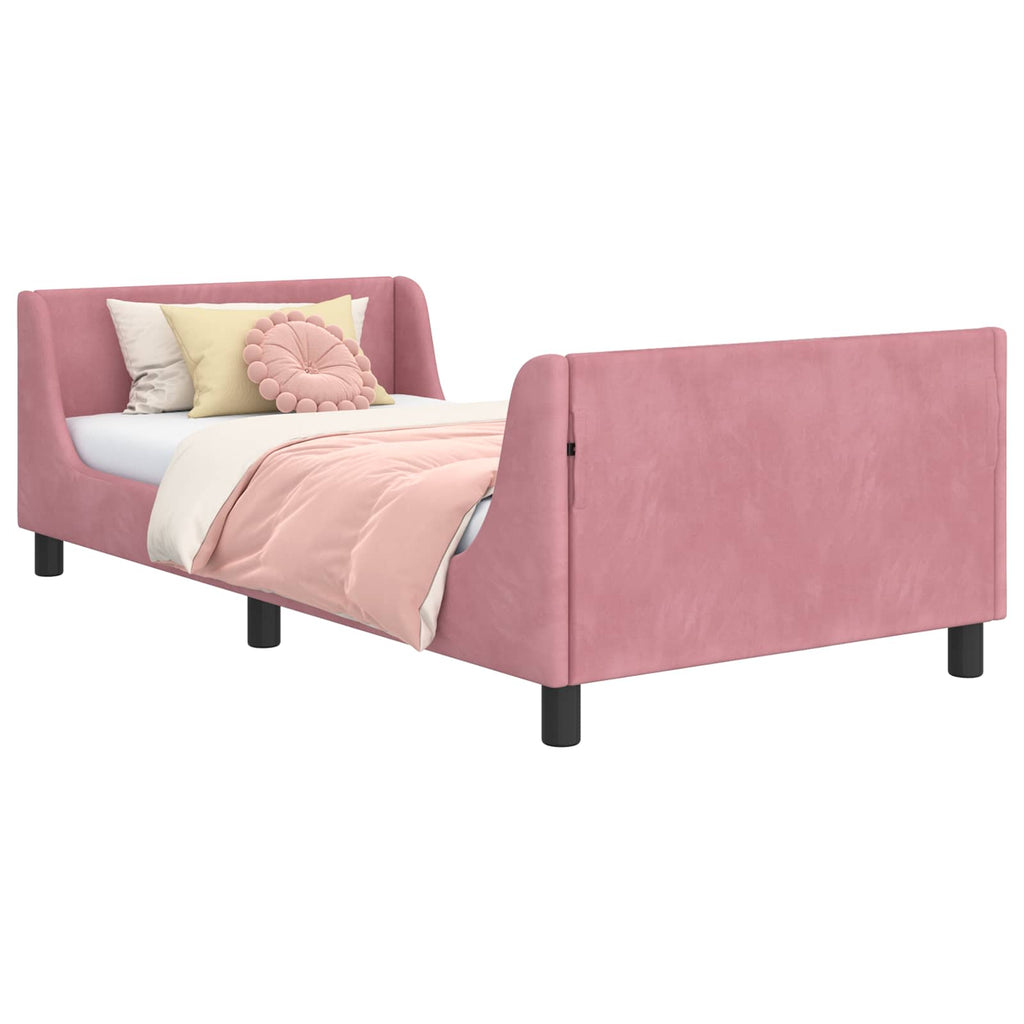 Cama para niños con cabecero Rosa 90 x 200 cm Terciopelo
