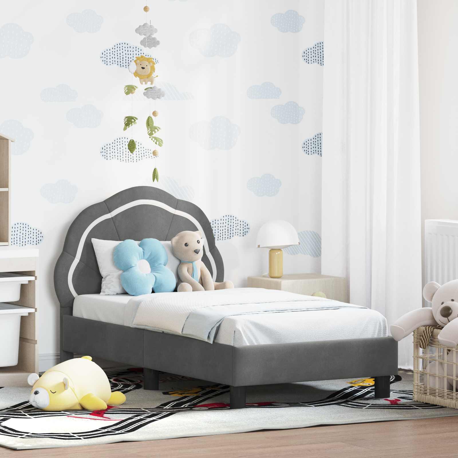 Cama para niños con cabecero Azul Policía 80 x 160 cm