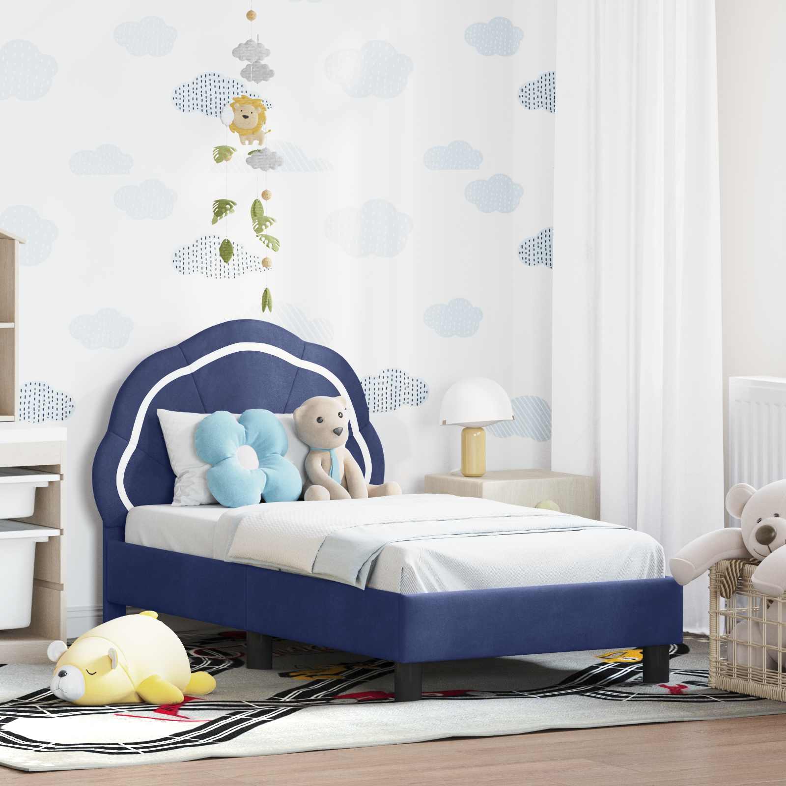 Cama para niños con cabecero Azul Policía 80 x 160 cm
