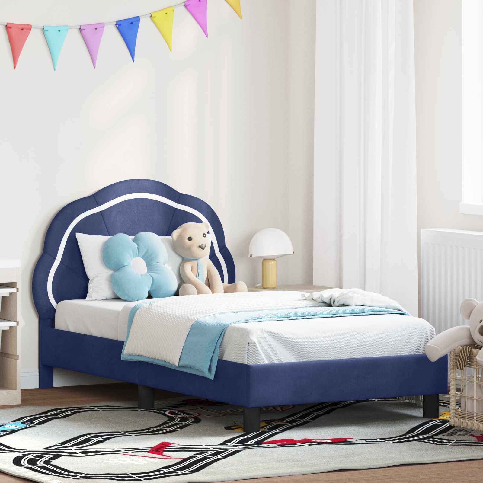 Cama para niños con cabecero Azul Policía 80 x 160 cm