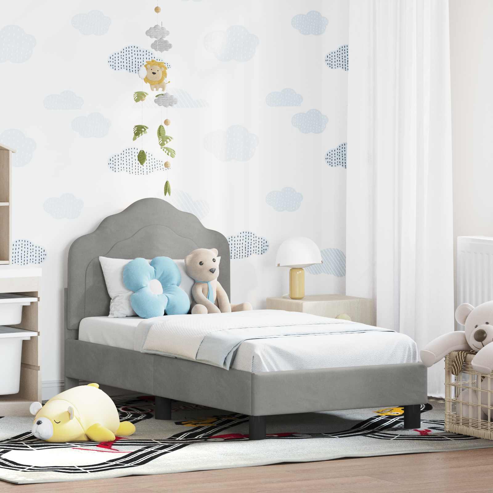 Police Blue 80 x 200 cm Kids Bed with Headboard