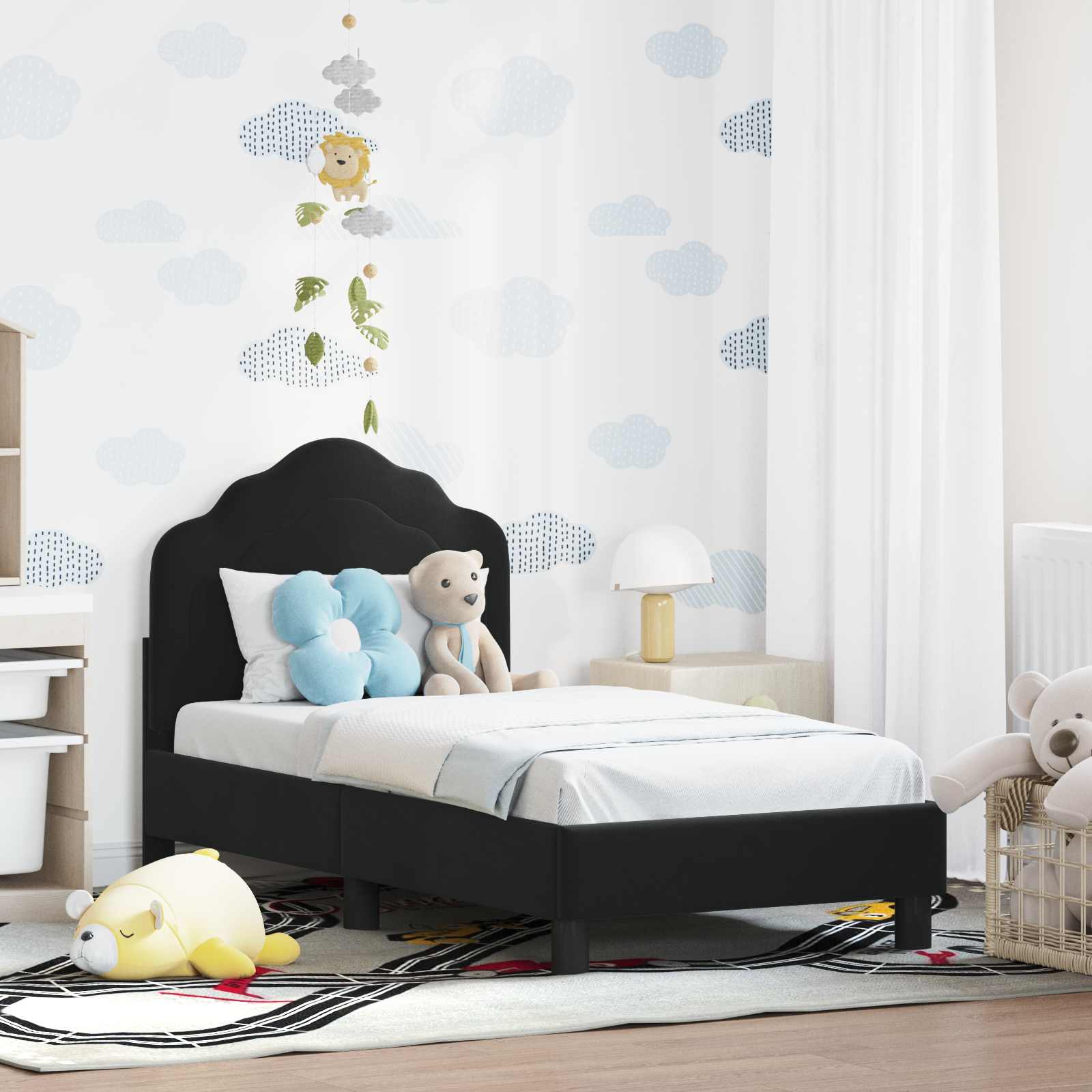 Police Blue 80 x 200 cm Kids Bed with Headboard