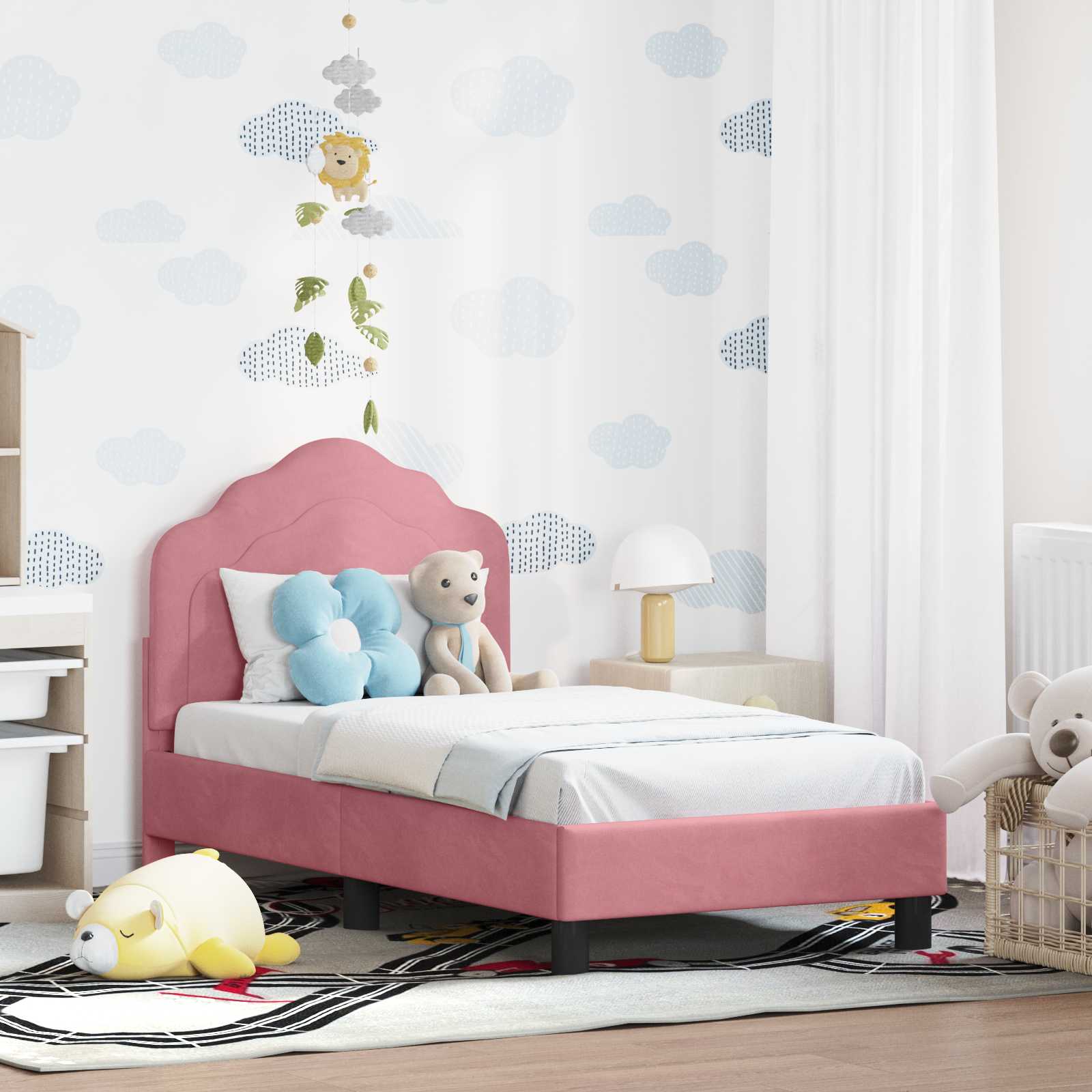 Police Blue 80 x 200 cm Kids Bed with Headboard