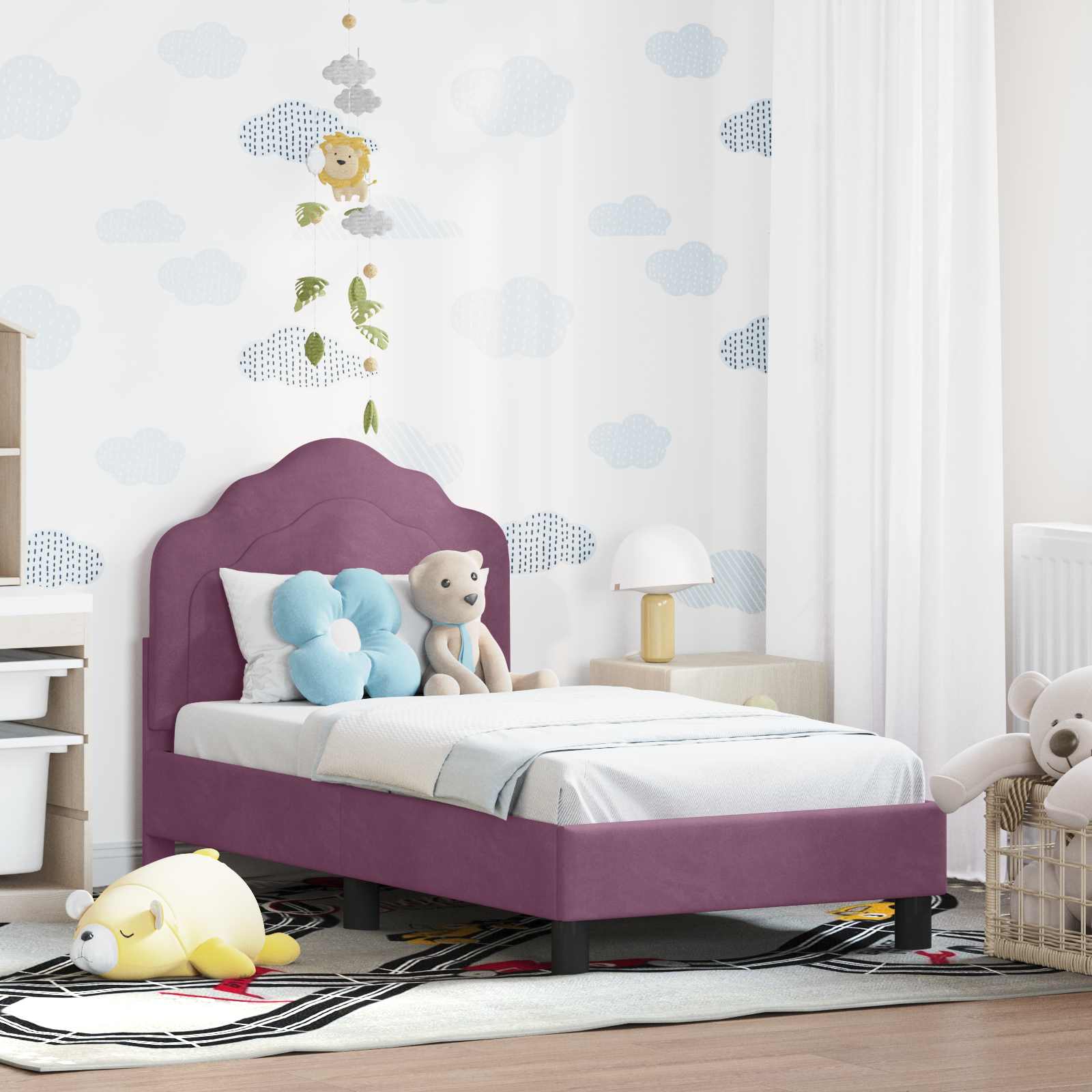Police Blue 80 x 200 cm Kids Bed with Headboard