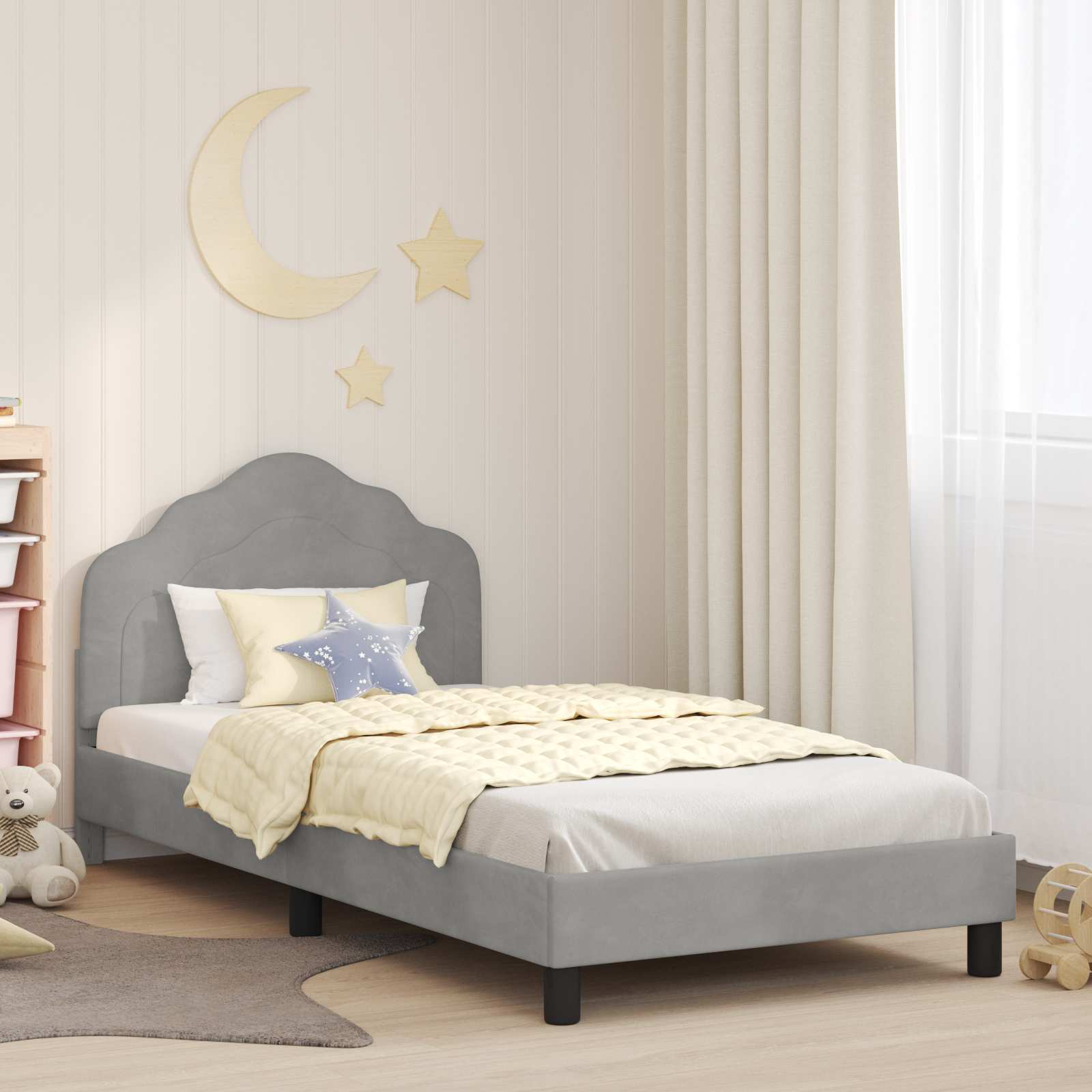 Police Blue 80 x 200 cm Kids Bed with Headboard