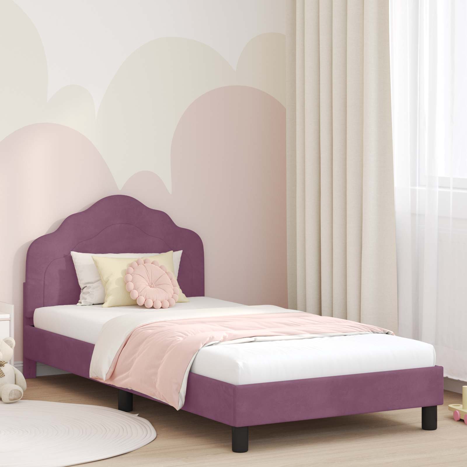 Police Blue 80 x 200 cm Kids Bed with Headboard