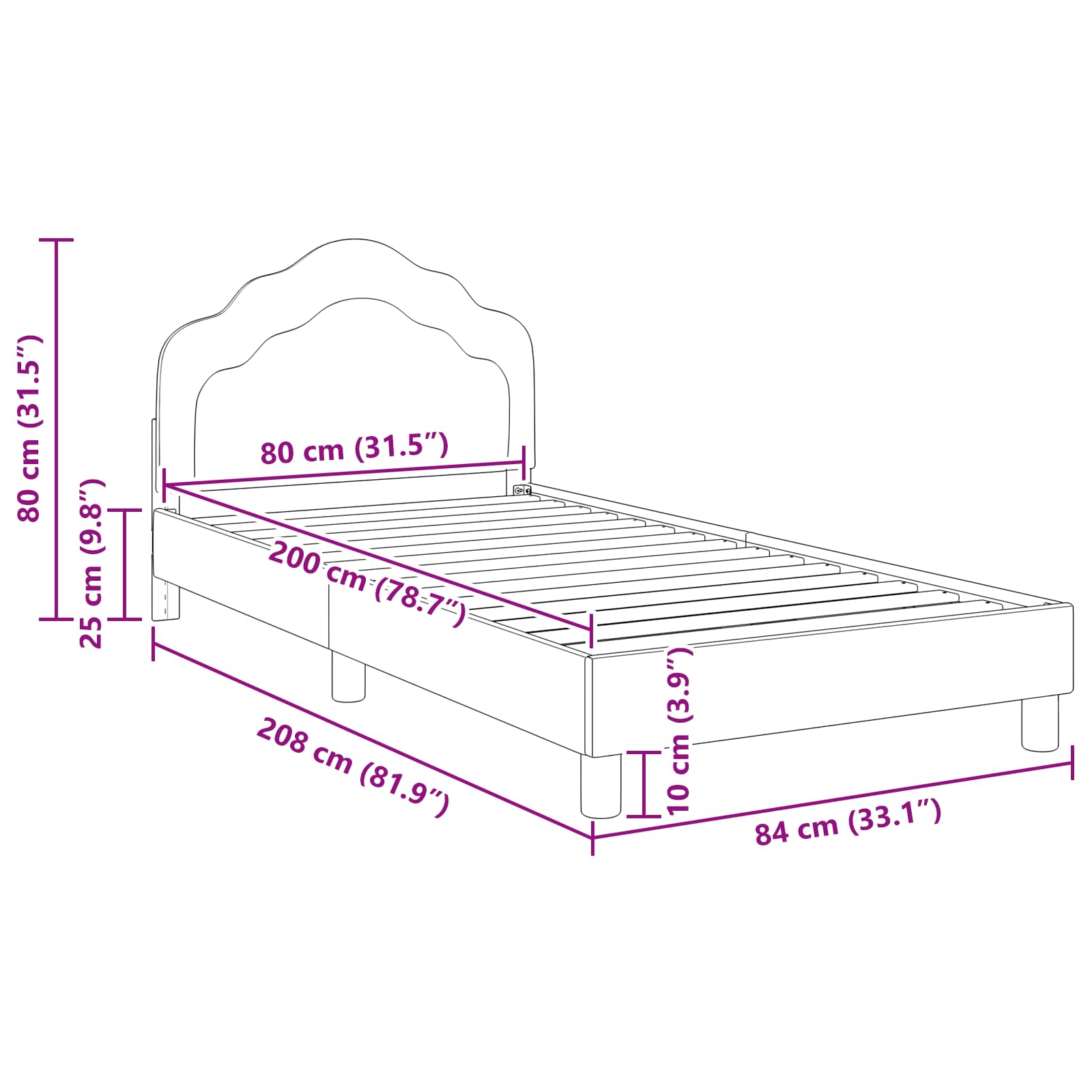 Cama para niños con cabecero Azul Policía 80 x 200 cm