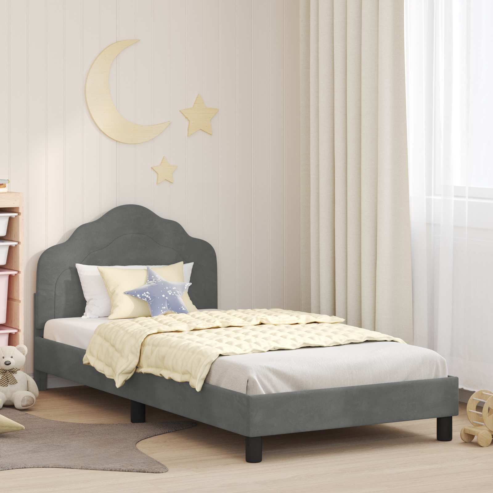 Police Blue 80 x 200 cm Kids Bed with Headboard