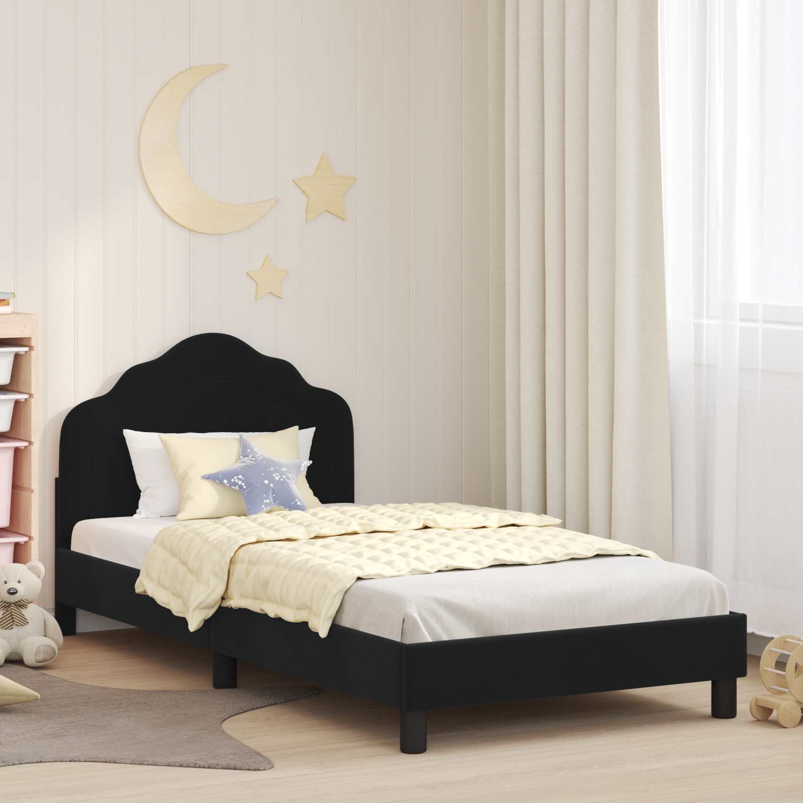 Police Blue 80 x 200 cm Kids Bed with Headboard