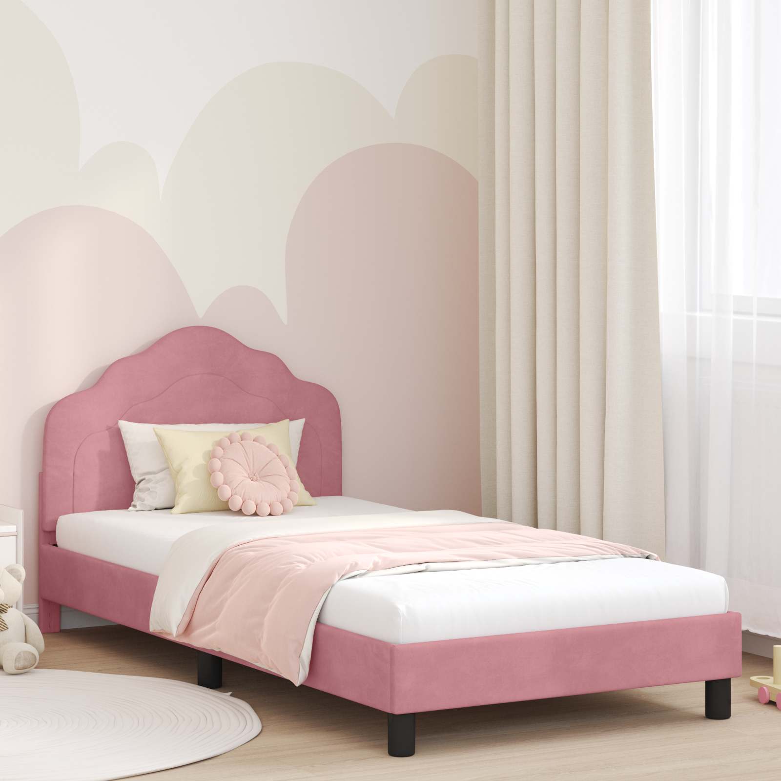Police Blue 80 x 200 cm Kids Bed with Headboard