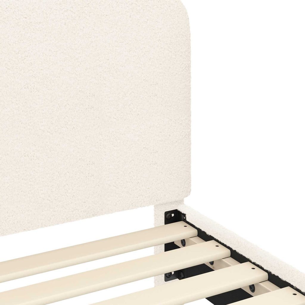 Cama para niños con cabecero Crema 80 x 200 cm Bouclé