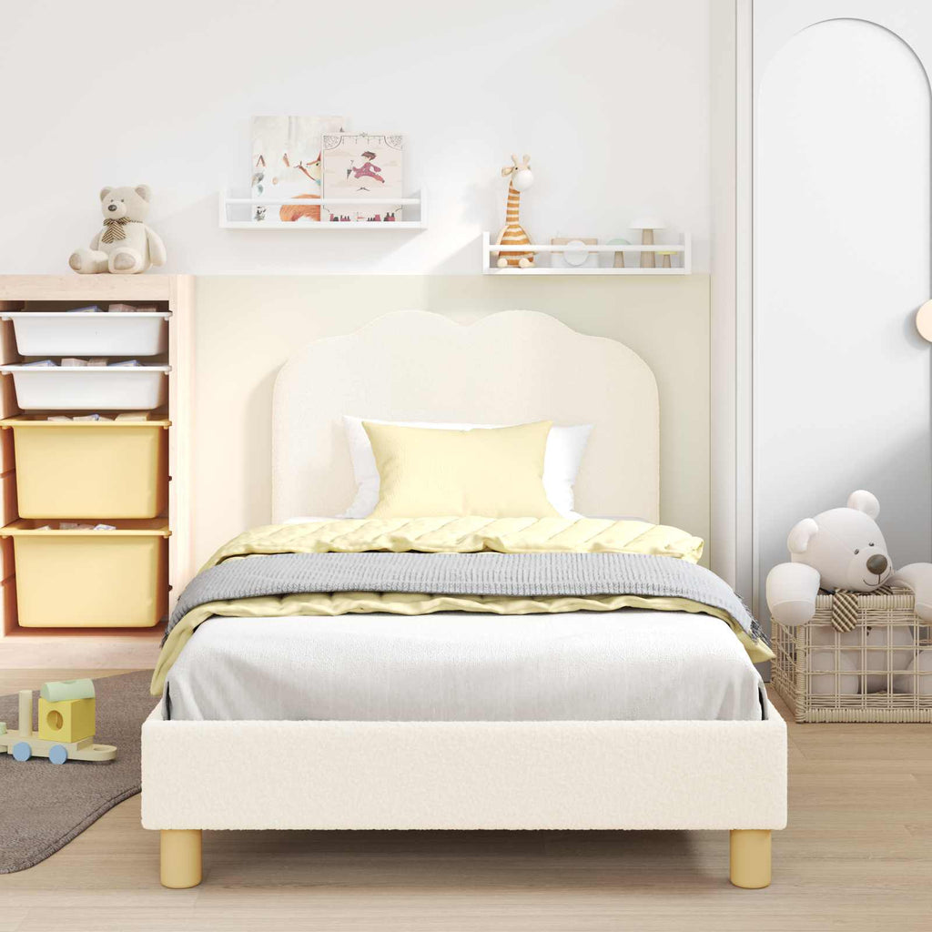 Cama para niños con cabecero Crema 80 x 200 cm Bouclé