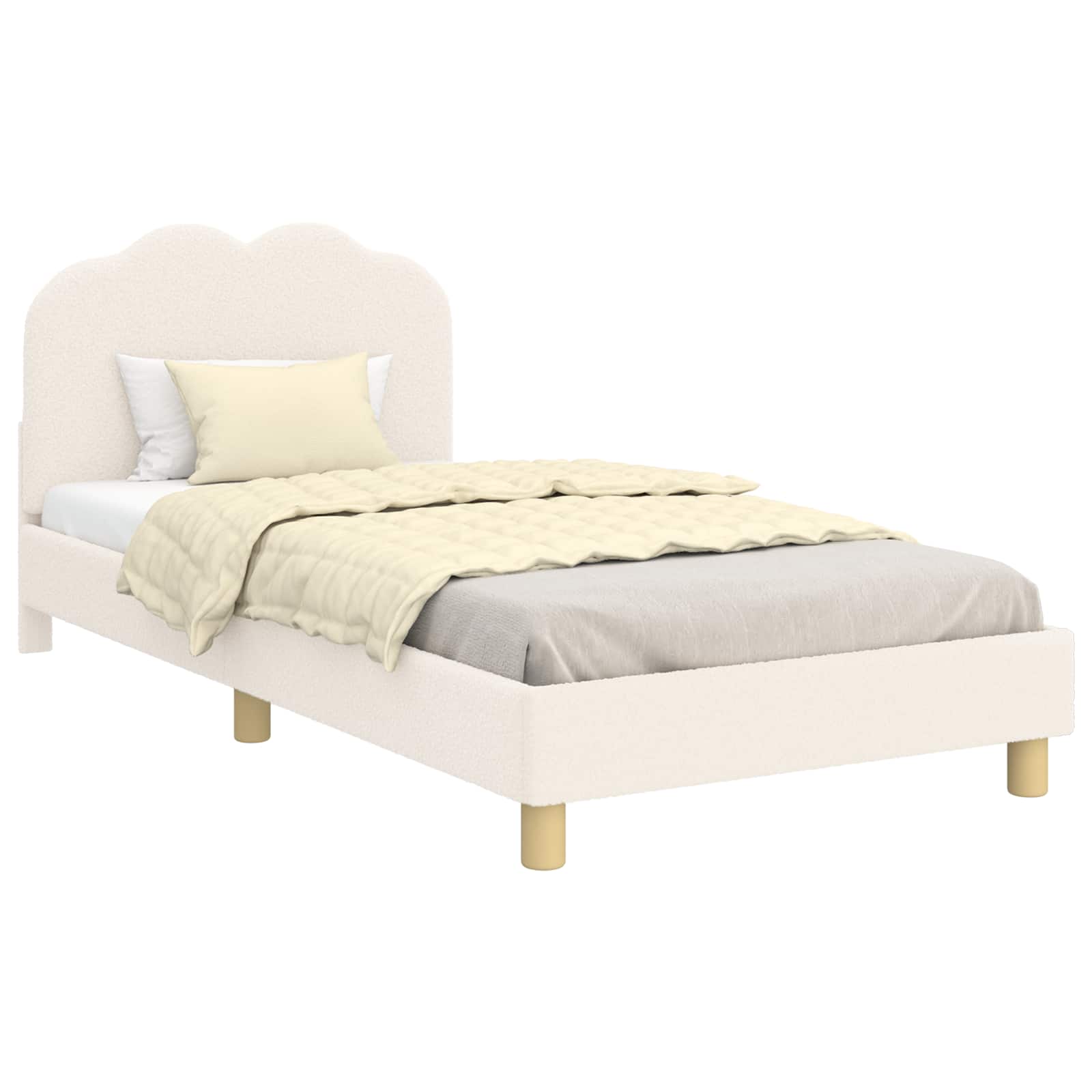 Cama para niños con cabecero Crema 80 x 200 cm Bouclé