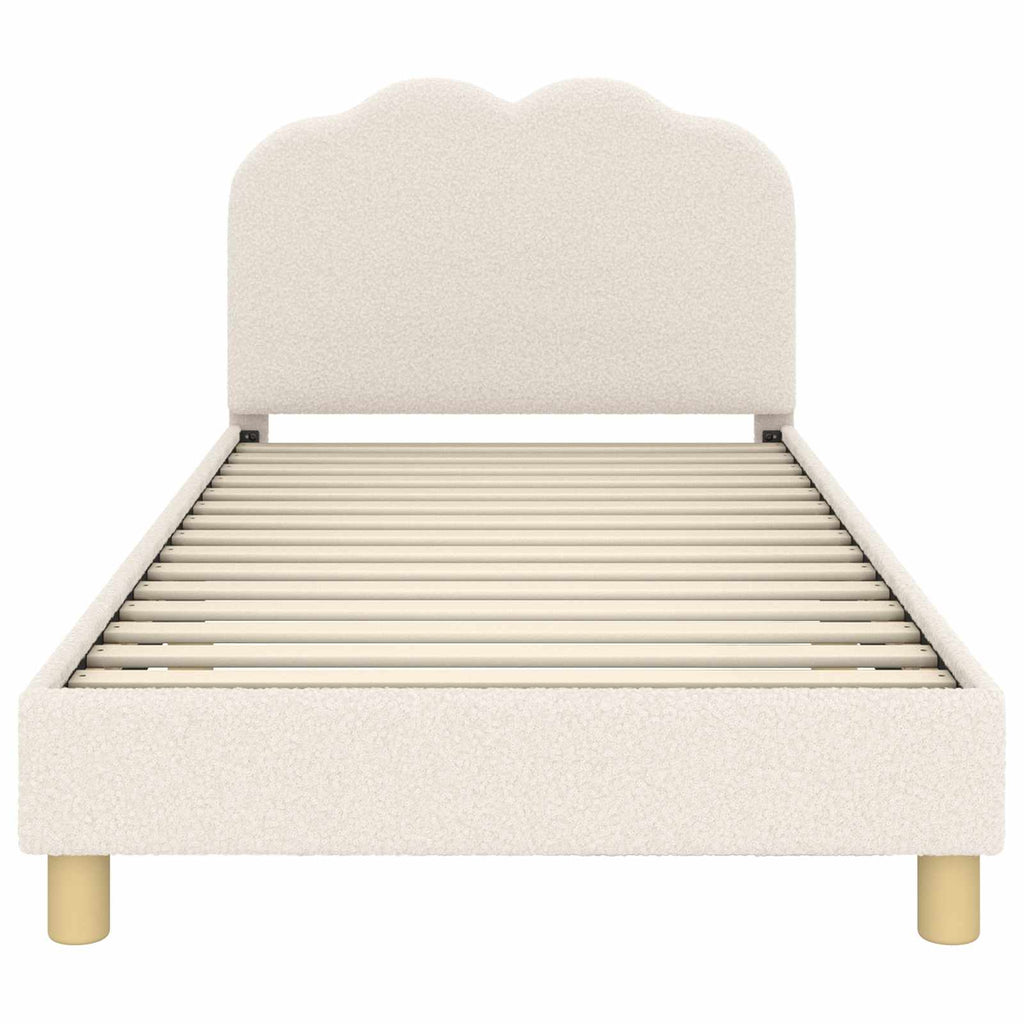Cama para niños con cabecero Crema 80 x 200 cm Bouclé