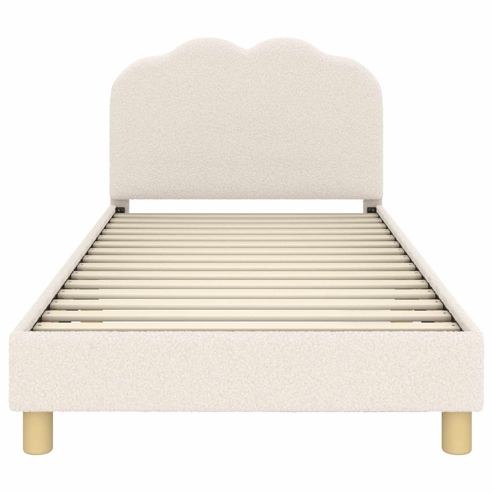 Cama para niños con cabecero Crema 80 x 200 cm Bouclé