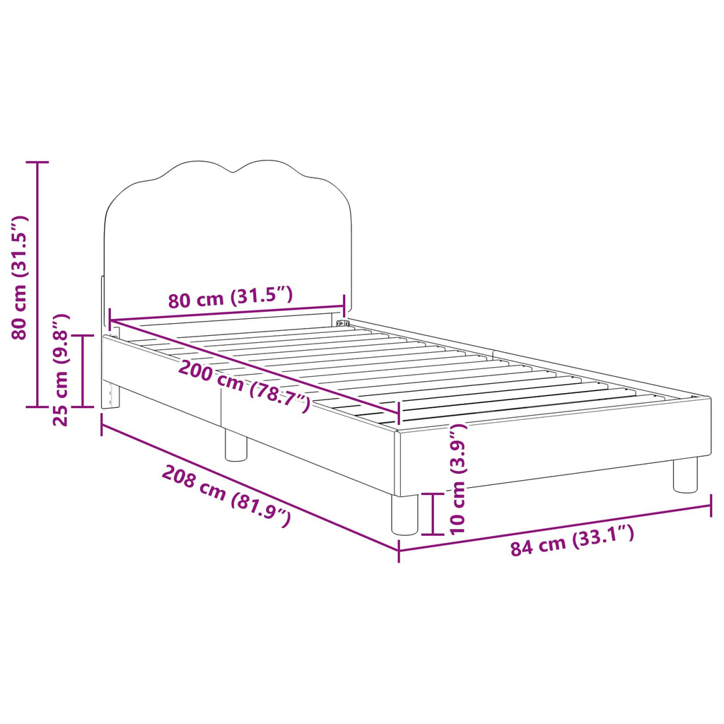 Cama para niños con cabecero Crema 80 x 200 cm Bouclé