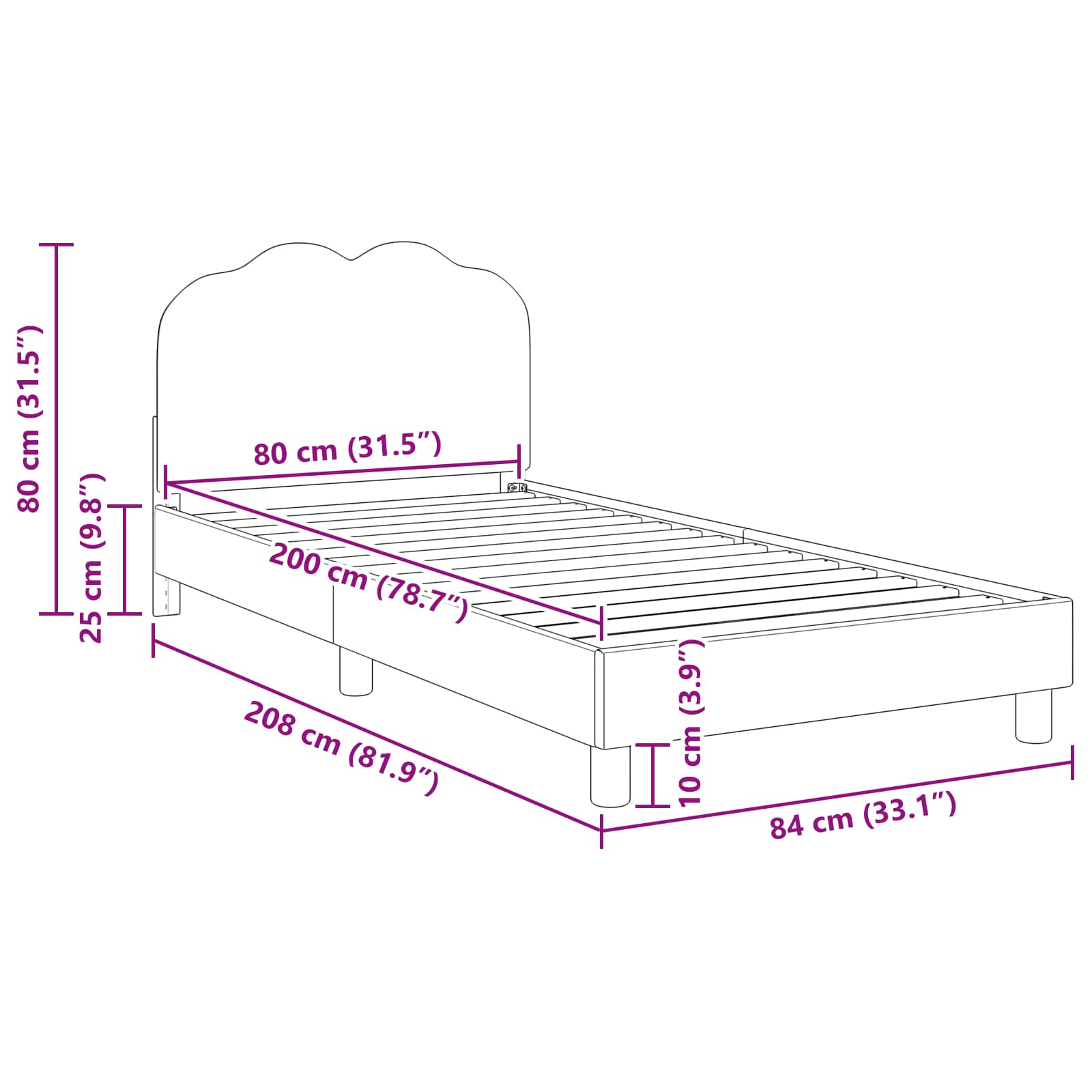 Cama para niños con cabecero Crema 80 x 200 cm Bouclé
