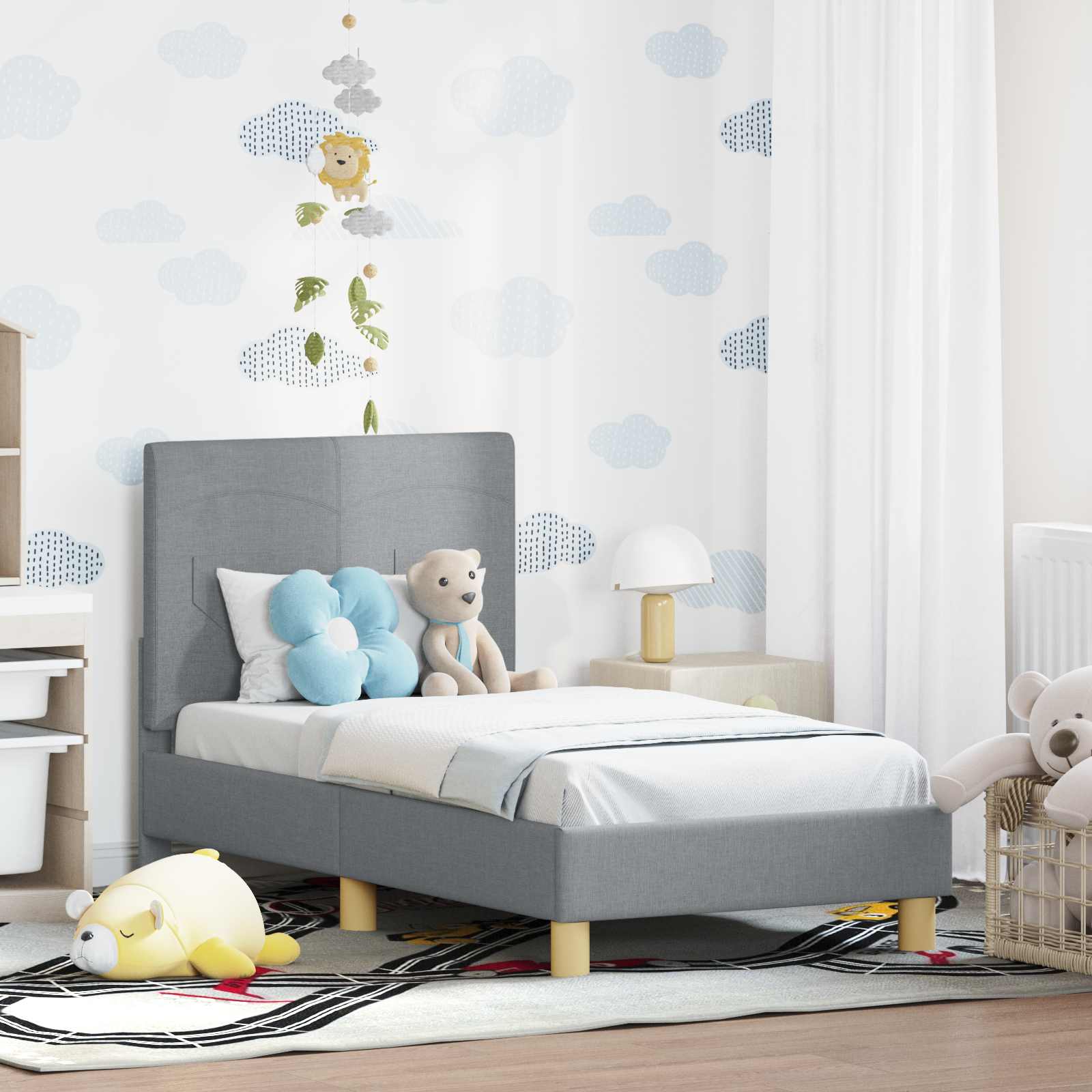 Kids' bed with headboard Jeans Blue 80 x 160 cm fabric