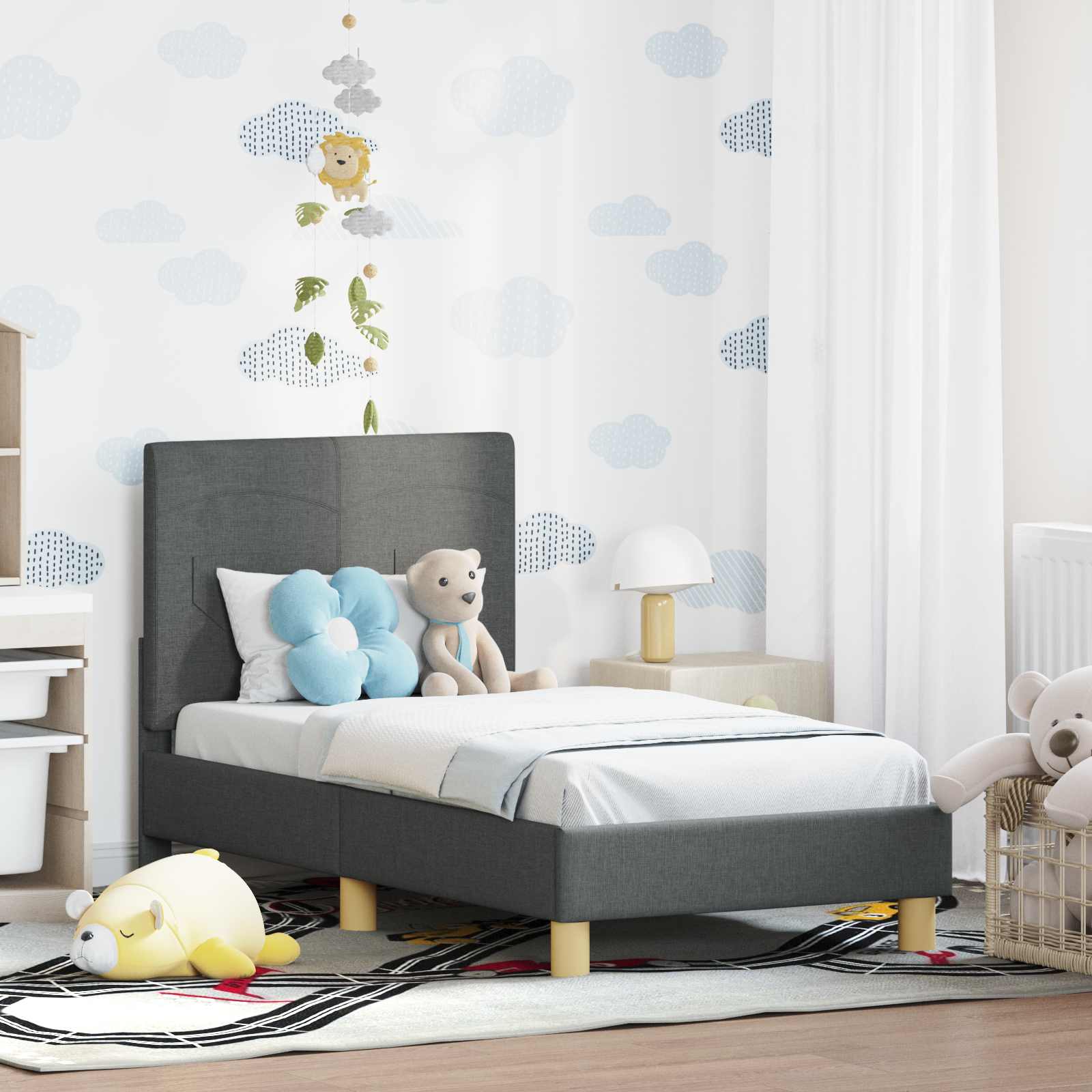 Kids' bed with headboard Jeans Blue 80 x 160 cm fabric