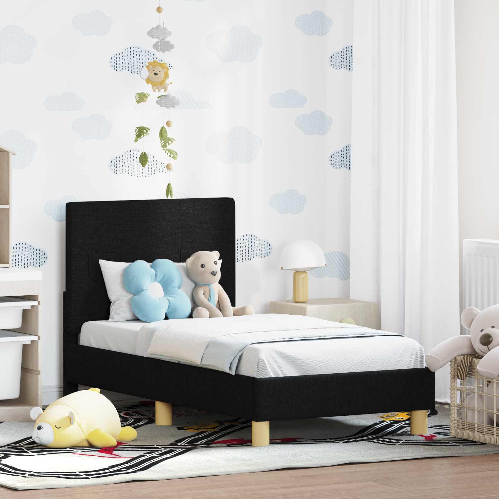 Kids' bed with headboard Jeans Blue 80 x 160 cm fabric