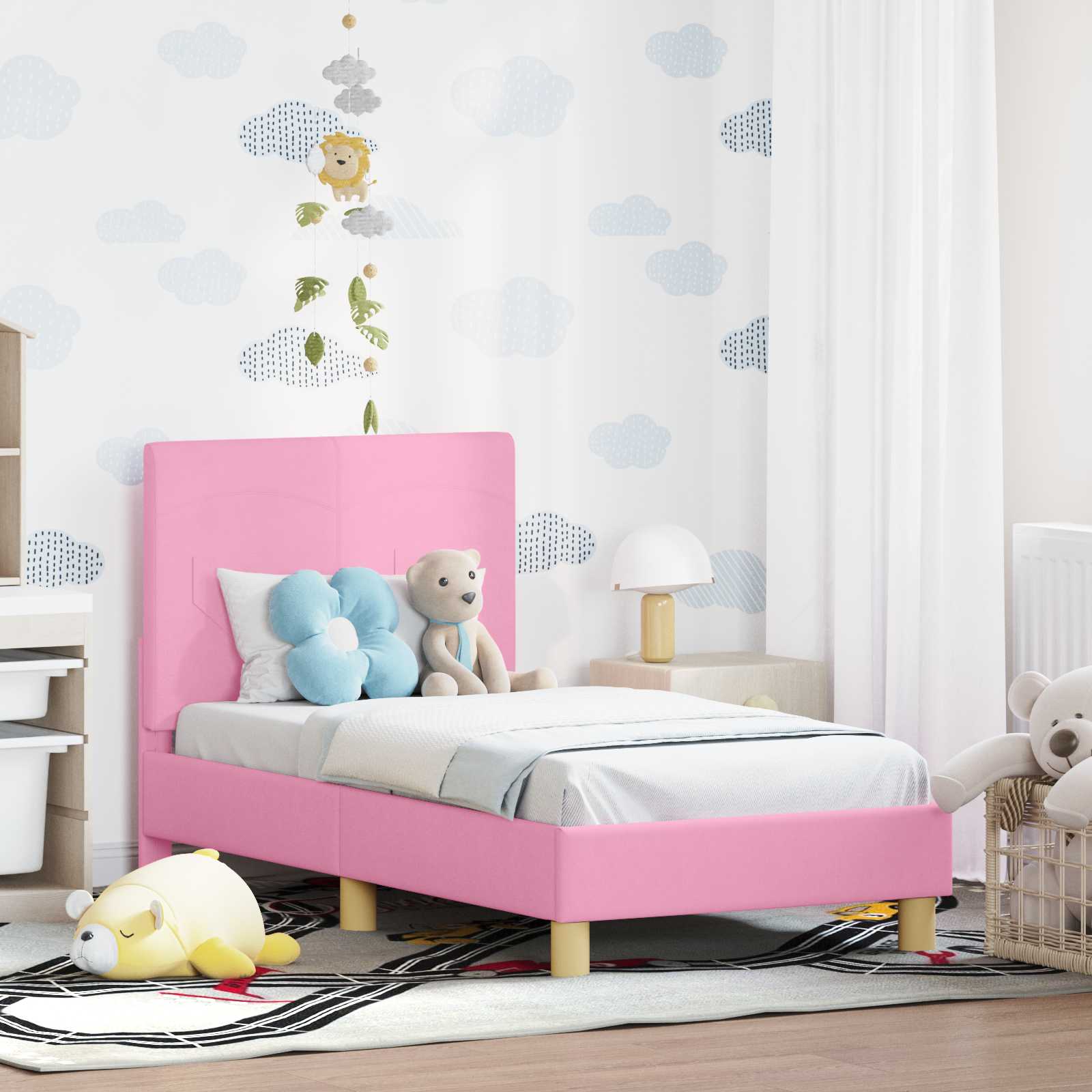 Kids' bed with headboard Jeans Blue 80 x 160 cm fabric
