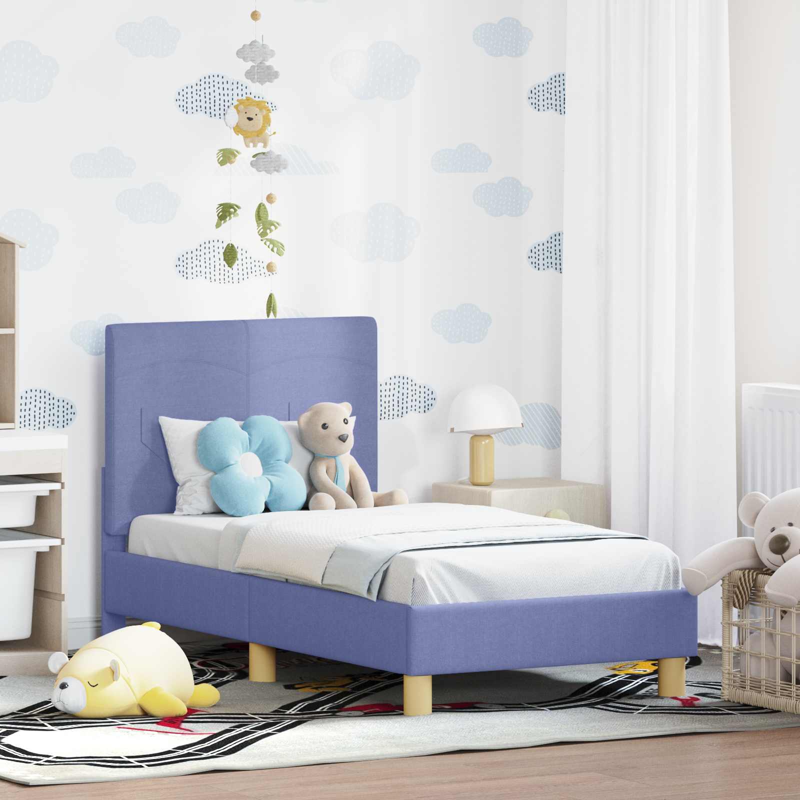 Kids' bed with headboard Jeans Blue 80 x 160 cm fabric