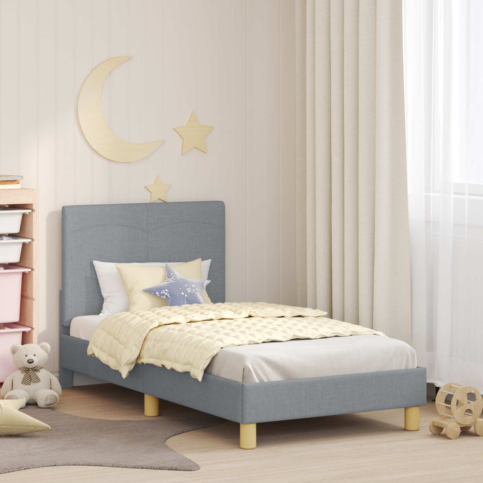Kids' bed with headboard Jeans Blue 80 x 160 cm fabric