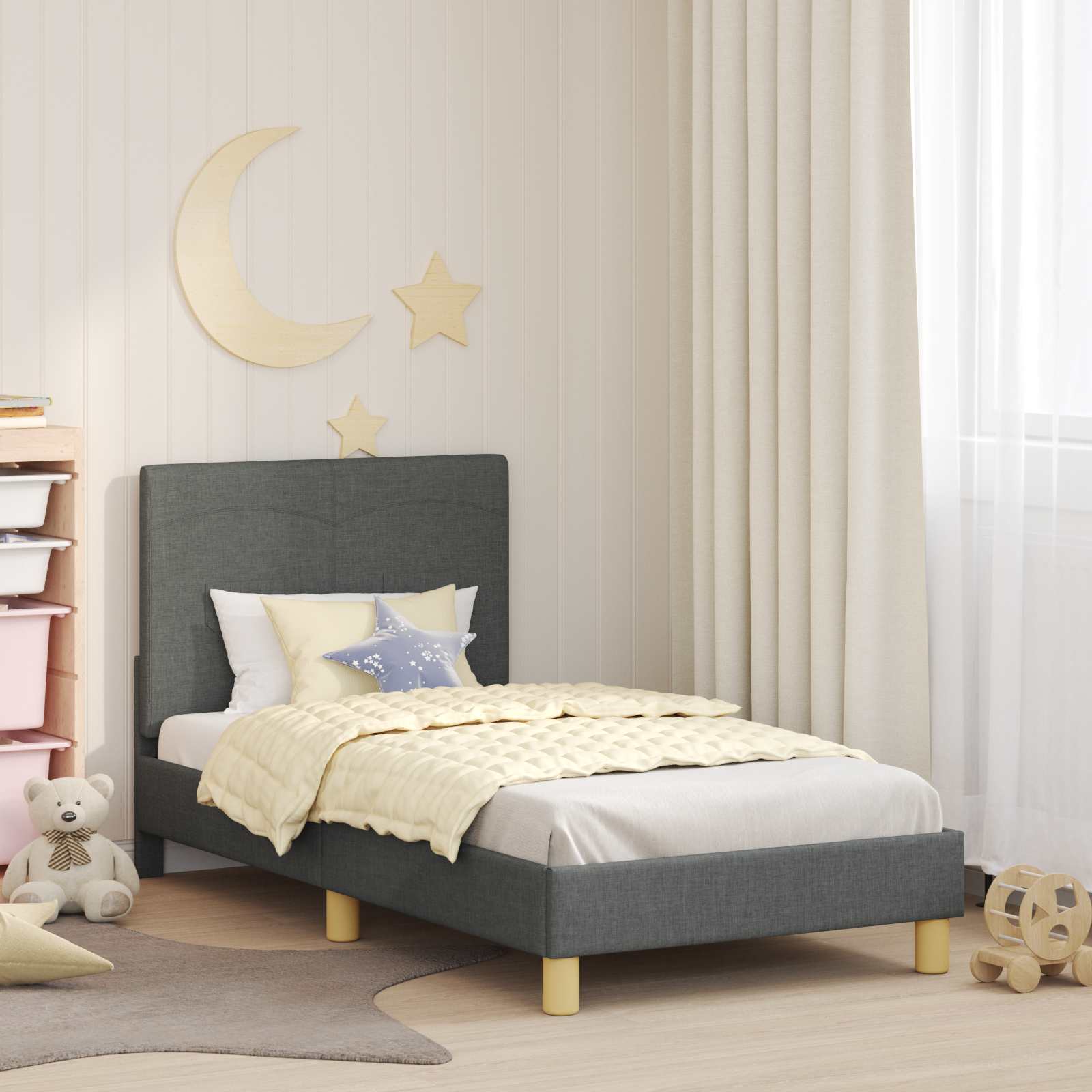 Kids' bed with headboard Jeans Blue 80 x 160 cm fabric