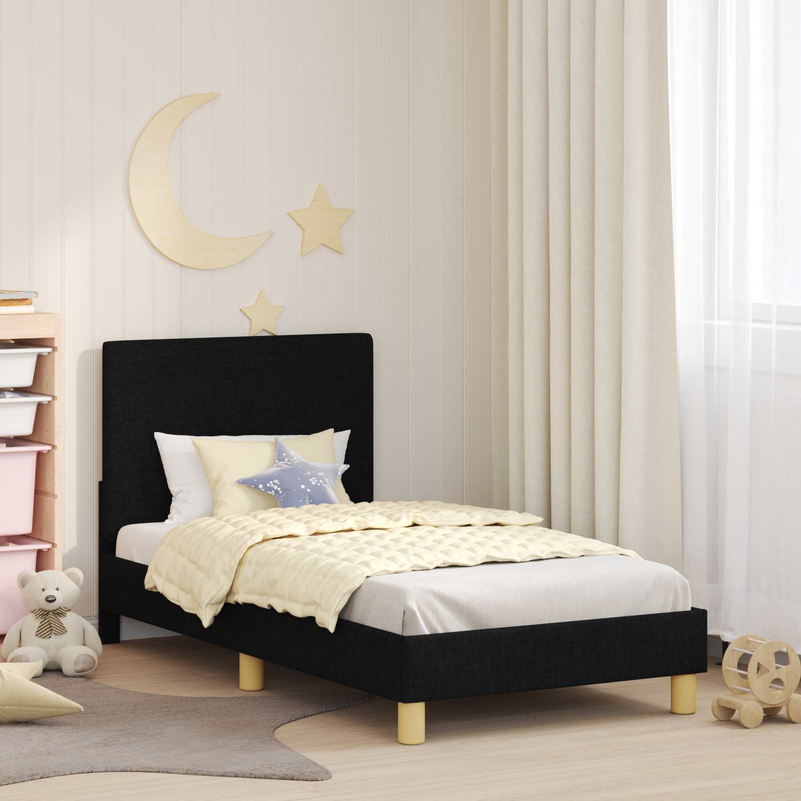 Kids' bed with headboard Jeans Blue 80 x 160 cm fabric