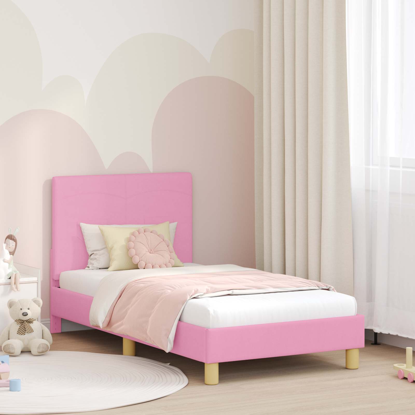 Kids' bed with headboard Jeans Blue 80 x 160 cm fabric