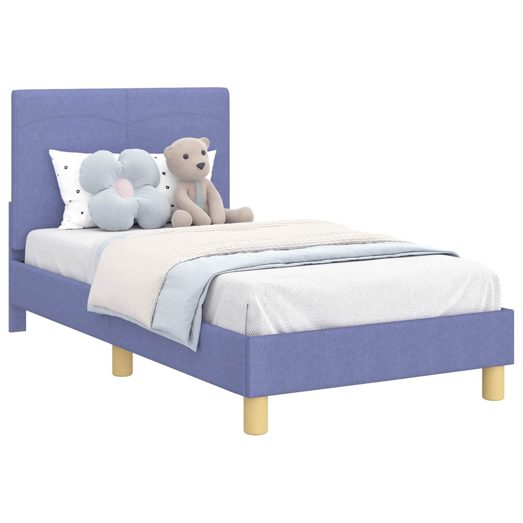 Cama para niños con cabecero Azul jeans 80 x 160 cm tela
