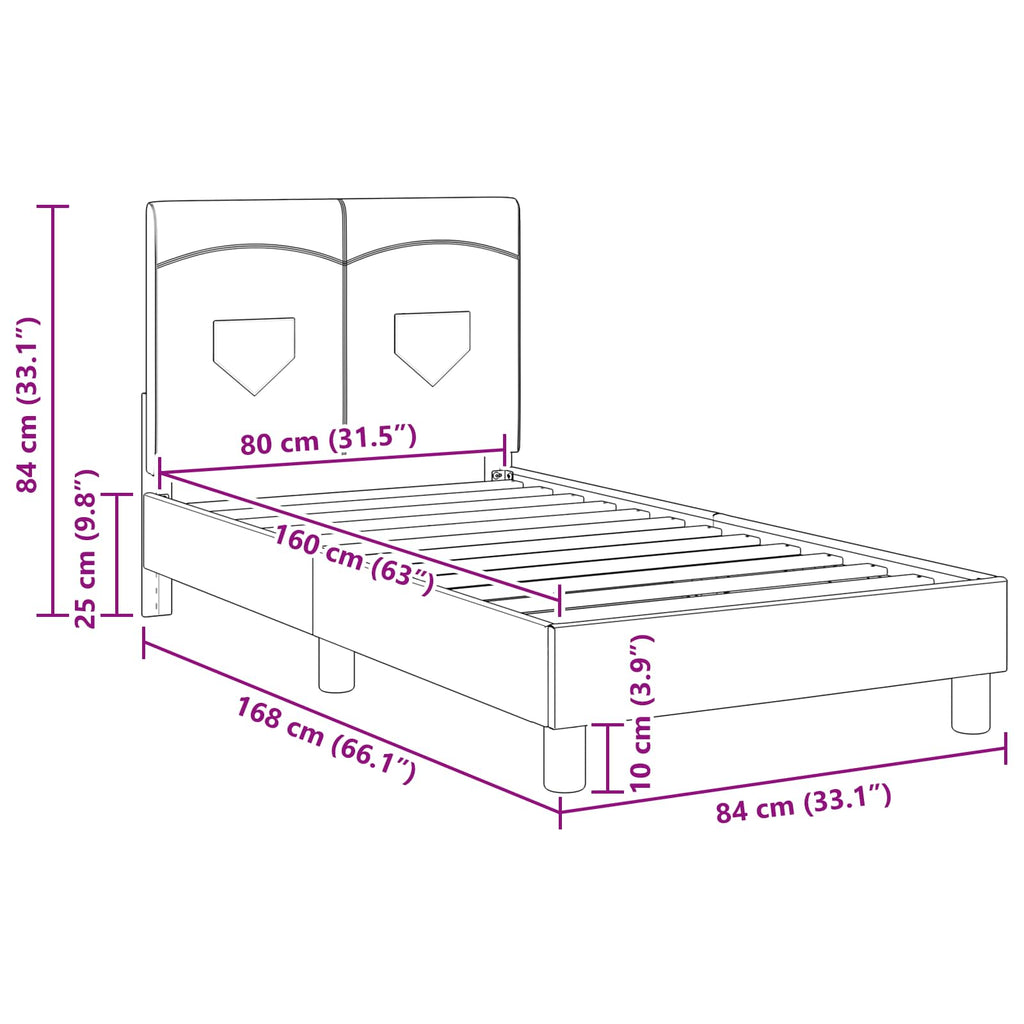 Cama para niños con cabecero Azul jeans 80 x 160 cm tela