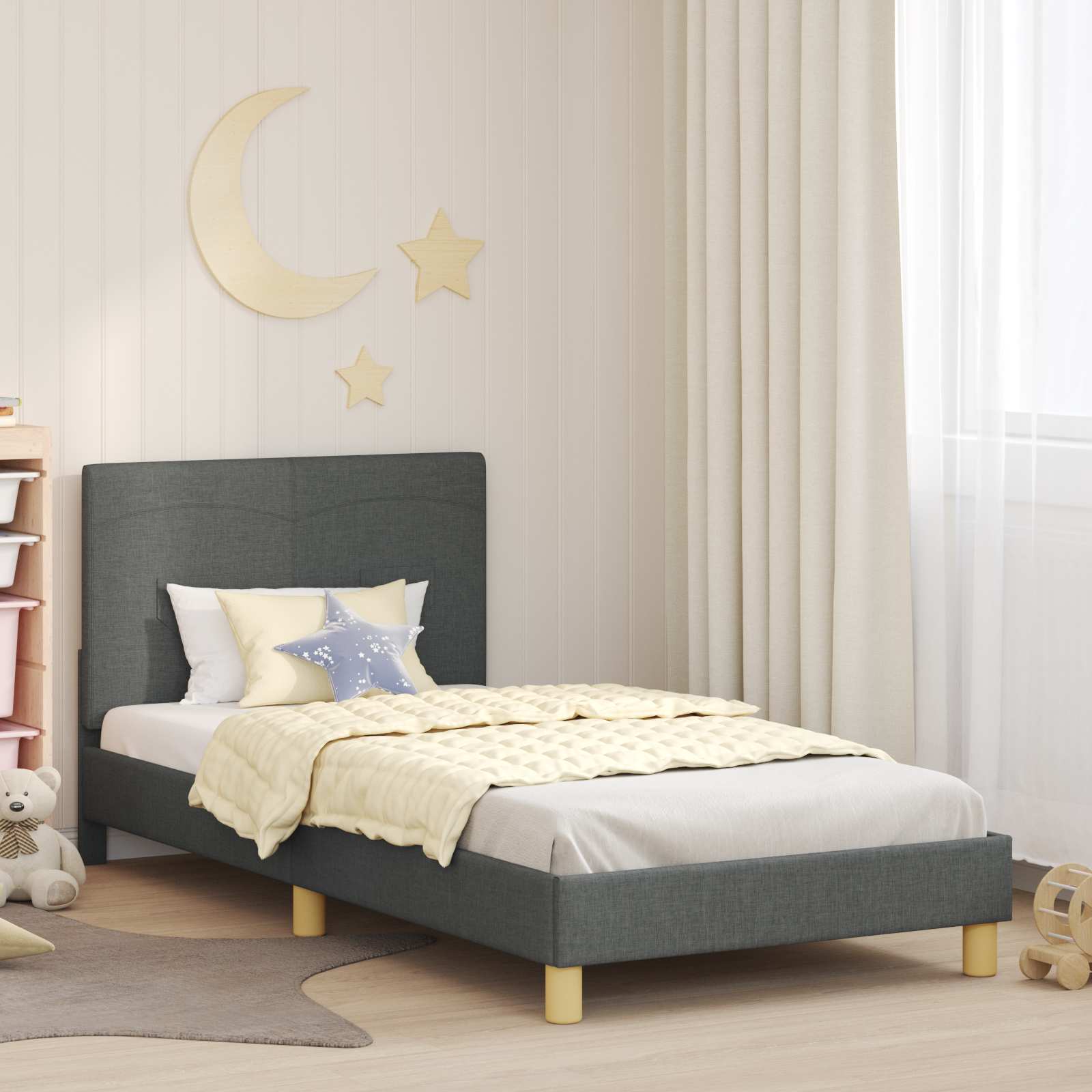 Kids' bed with headboard Jeans Blue 80 x 160 cm fabric