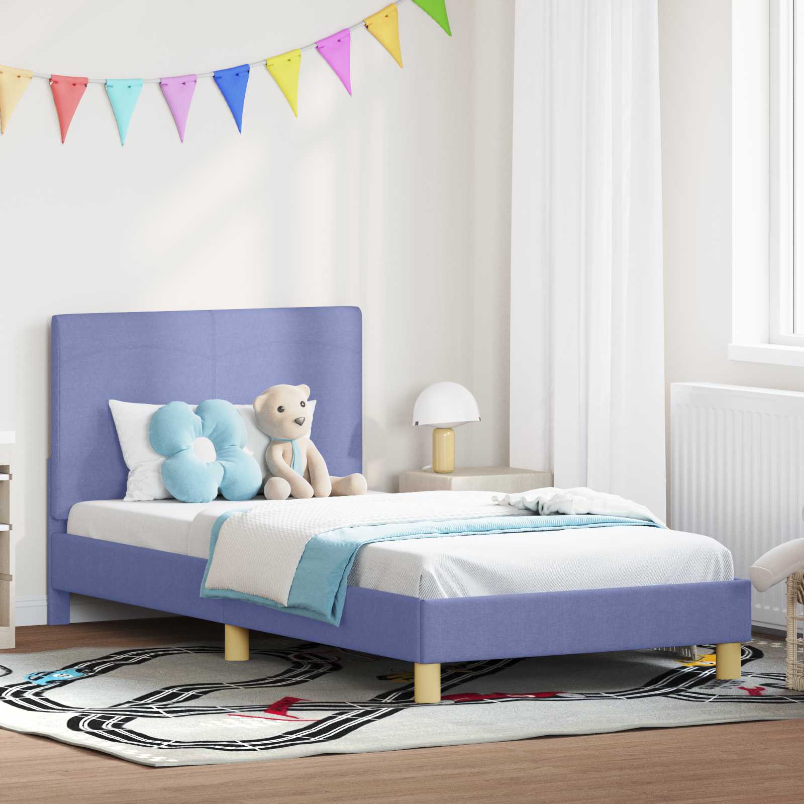 Kids' bed with headboard Jeans Blue 80 x 160 cm fabric