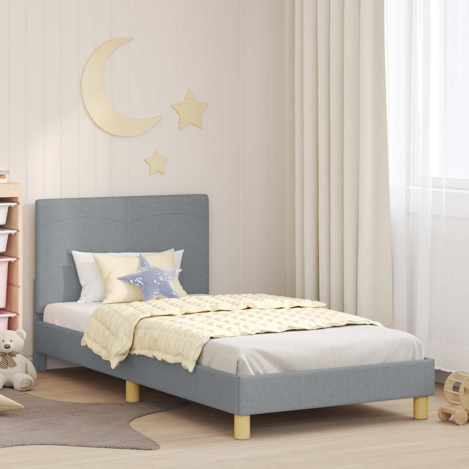 Kids' bed with headboard Jeans Blue 80 x 160 cm fabric
