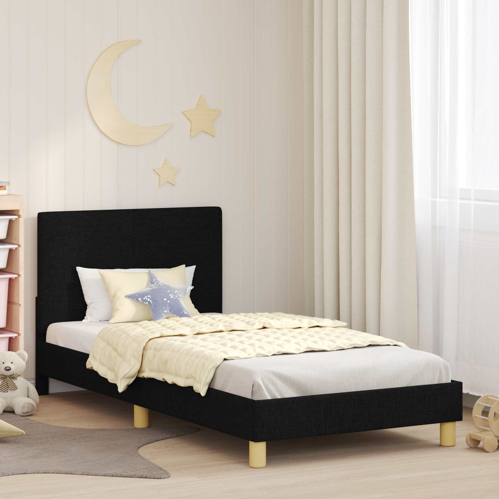 Kids' bed with headboard Jeans Blue 80 x 160 cm fabric