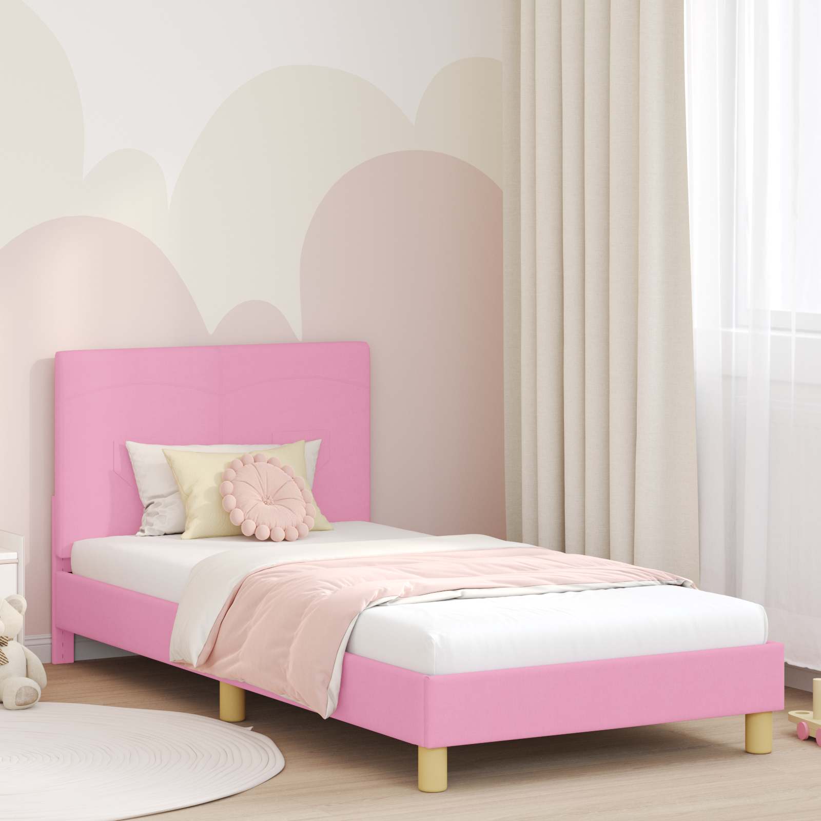 Kids' bed with headboard Jeans Blue 80 x 160 cm fabric