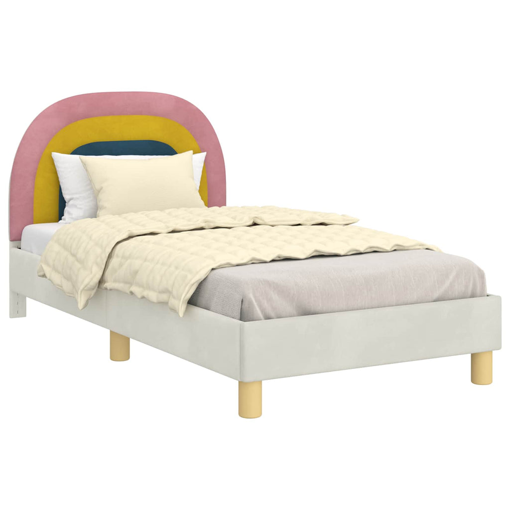 Cama para niños con cabecero Crema 80 x 160 cm Terciopelo