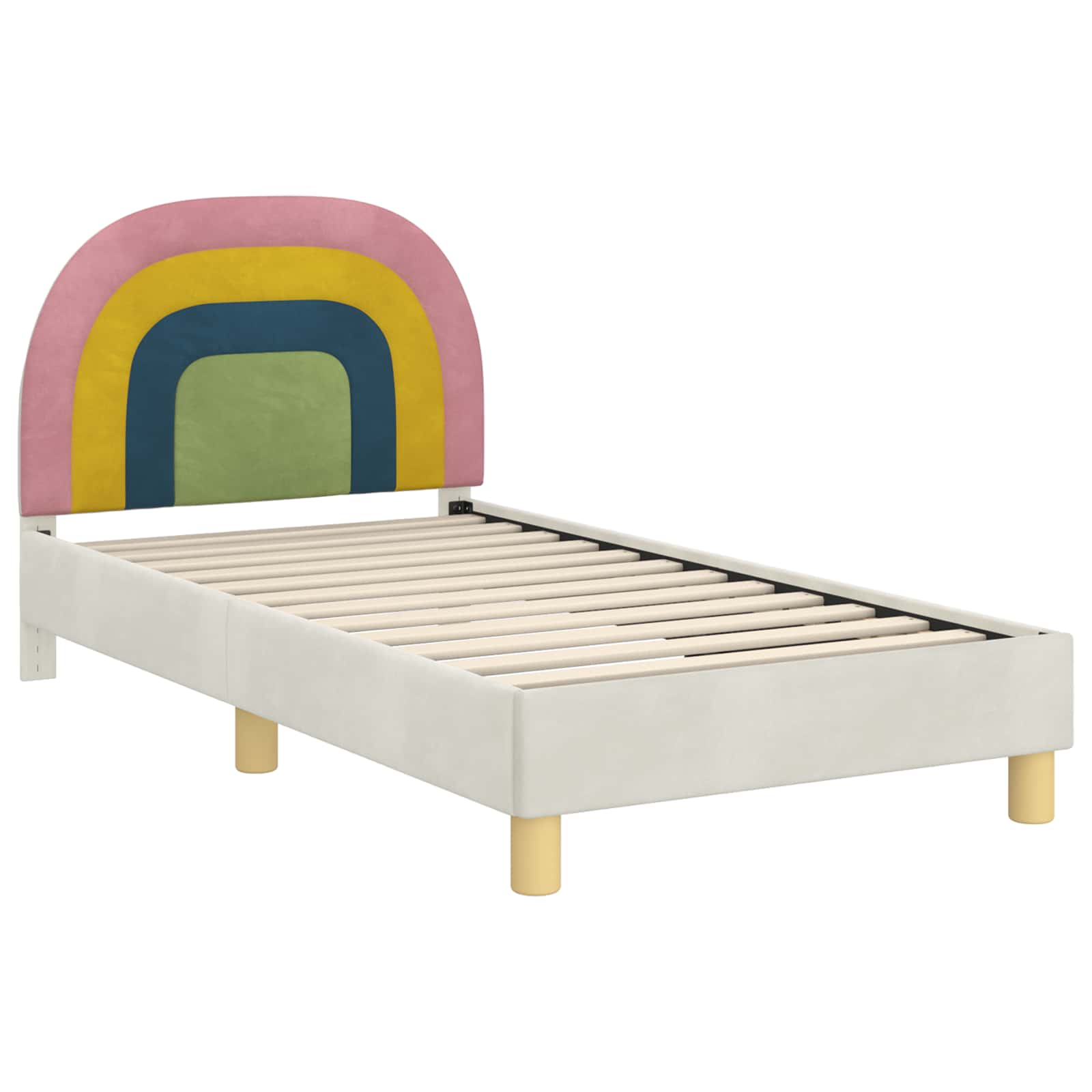 Cama para niños con cabecero Crema 80 x 160 cm Terciopelo