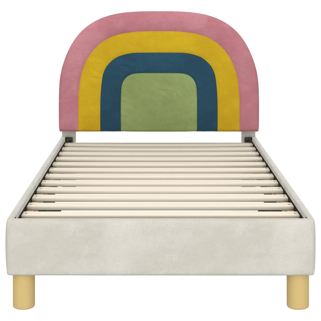Cama para niños con cabecero Crema 80 x 160 cm Terciopelo