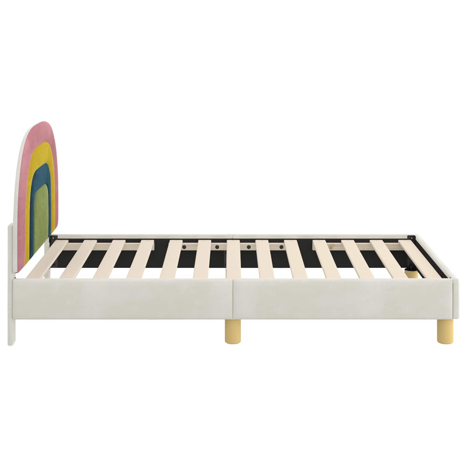 Cama para niños con cabecero Crema 80 x 160 cm Terciopelo