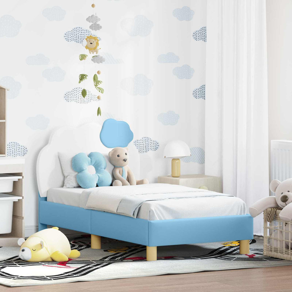 Estructura de cama para niños pequeños con cabecera Azul PU