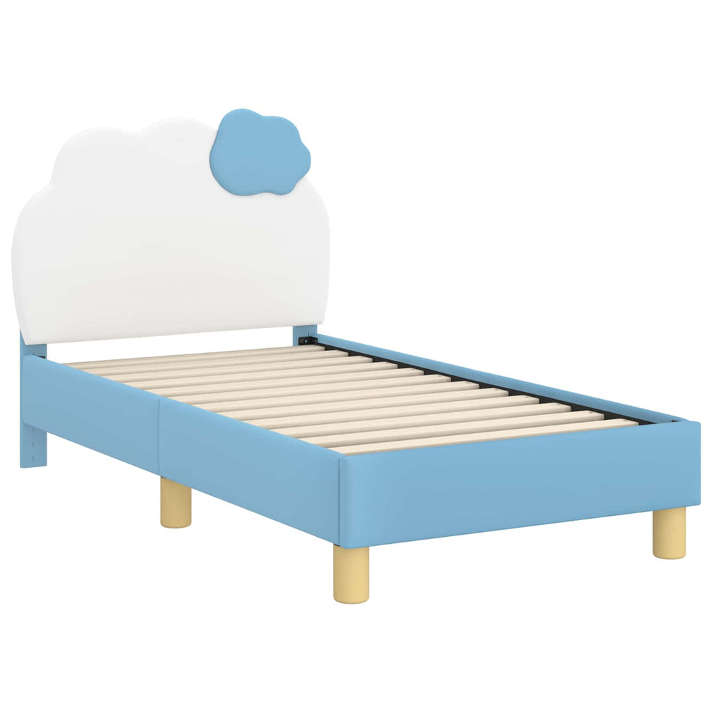 Estructura de cama para niños pequeños con cabecera Azul PU