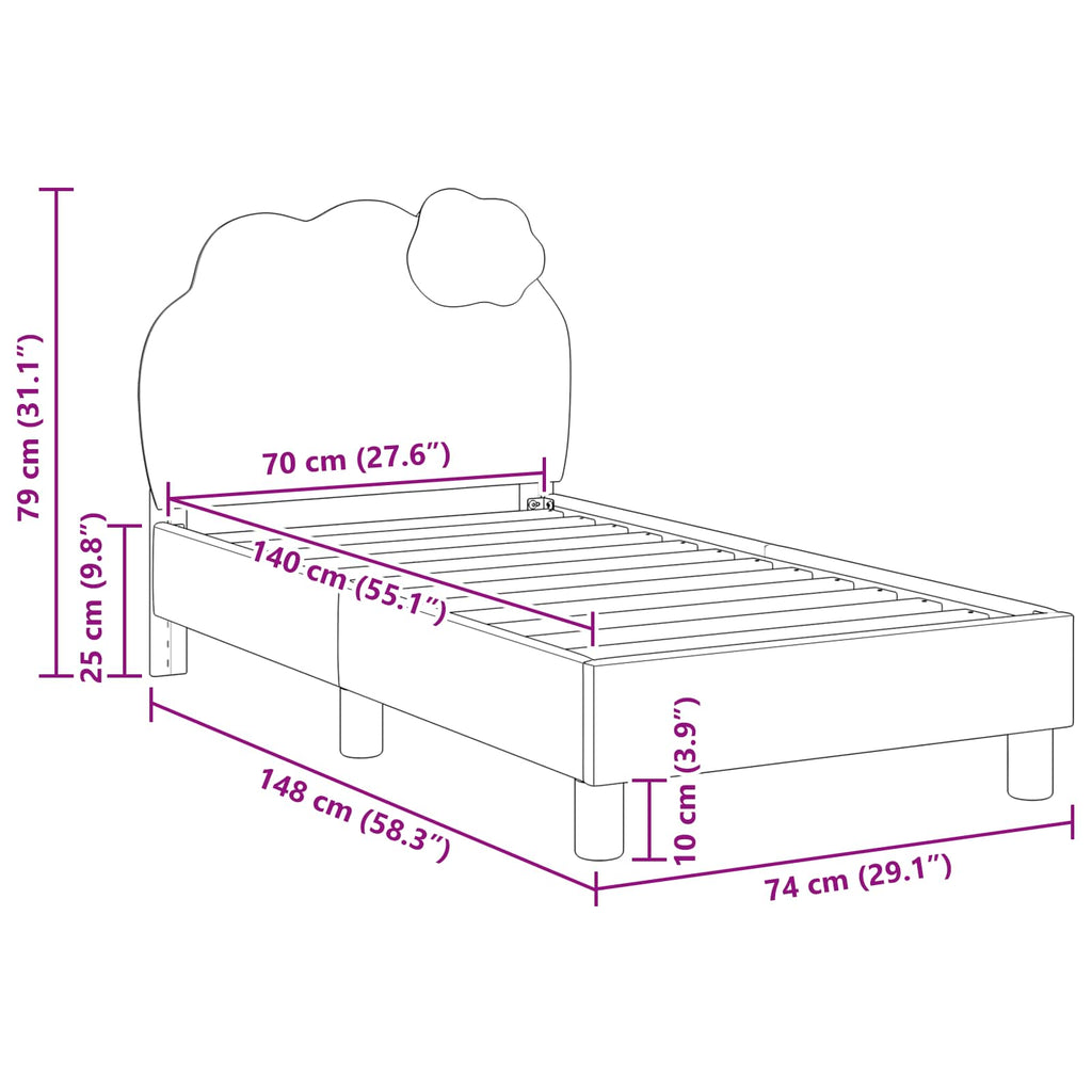 Estructura de cama para niños pequeños con cabecera Azul PU