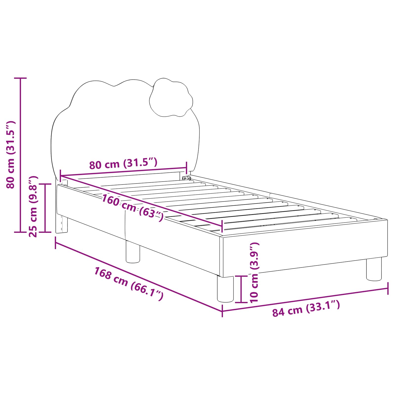 Cama para niños con cabecero Azul 80 x 160 cm PU