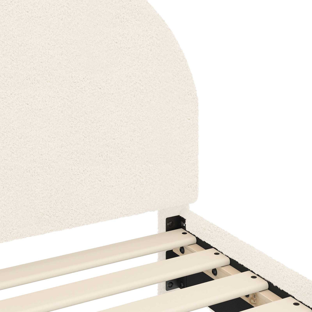 Cama para niños con cabecero Crema 80 x 200 cm Bouclé