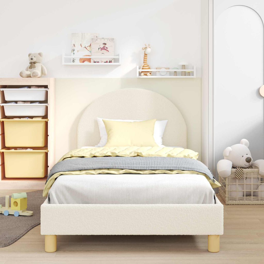 Cama para niños con cabecero Crema 80 x 200 cm Bouclé